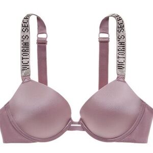 🔥VS Very Sexy Shine Strap Push-Up Bra Mauve Smoke